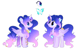 Size: 2769x1806 | Tagged: safe, artist:existencecosmos188, imported from derpibooru, oc, oc only, oc:existence, alicorn, pony, alicorn oc, base used, duo, ethereal mane, female, horn, mare, simple background, starry mane, transparent background, wings