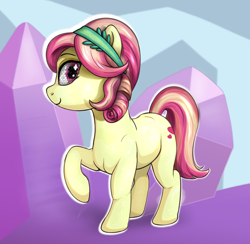 Size: 2783x2717 | Tagged: safe, artist:celsian, imported from derpibooru, ruby love, scarlet heart, crystal pony, pony, background pony, crystal, female, high res, mare, raised hoof, solo, the crystal empire 10th anniversary