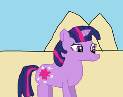 Size: 886x702 | Tagged: safe, artist:tritonvikings9066, imported from derpibooru, twilight sparkle, pony, unicorn, 1000 hours in ms paint, desert, egypt, female, mare, pyramid, solo, unicorn twilight