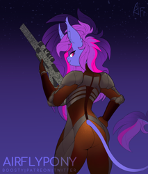 Size: 1194x1400 | Tagged: safe, artist:airfly-pony, imported from derpibooru, oc, oc only, oc:miranda, anthro, elepatrium, fallout4, female, gun, solo, universe elepatrium, weapon