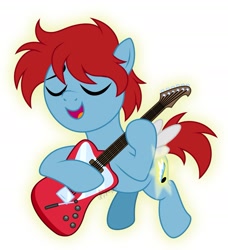 Size: 1665x1825 | Tagged: safe, artist:feather_bloom, imported from derpibooru, oc, oc only, oc:jasper, pony, colt, cutie mark, foal, guitar, magic, male, musical instrument, simple background, singing, solo, white background