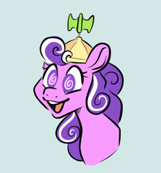 Size: 800x863 | Tagged: safe, artist:smirk, imported from derpibooru, screwball, earth pony, pony, bust, cute, hat, open mouth, open smile, portrait, propeller hat, simple background, smiling, solo