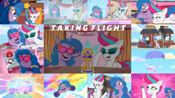 Size: 1978x1110 | Tagged: safe, edit, edited screencap, editor:quoterific, imported from derpibooru, screencap, izzy moonbow, zipp storm, pegasus, pony, unicorn, spoiler:g5, spoiler:my little pony: tell your tale, spoiler:tyts01e36, female, g5, mare, my little pony: tell your tale, take flight in the marestream