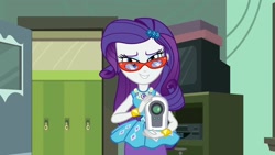 Size: 1920x1080 | Tagged: safe, imported from derpibooru, screencap, rarity, human, equestria girls, equestria girls series, happily ever after party, glasses, humanized, projector, rarity peplum dress, rarity's glasses