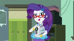 Size: 1920x1080 | Tagged: safe, imported from derpibooru, screencap, rarity, human, equestria girls, equestria girls series, happily ever after party, glasses, humanized, projector, rarity peplum dress, rarity's glasses