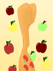 Size: 1500x2000 | Tagged: safe, artist:cycrus, imported from derpibooru, applejack, earth pony, pony, apple, fetish, food, gradient background, hoof fetish, leg focus, legs, legs in air, pictures of legs, solo