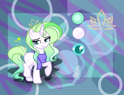 Size: 2721x2088 | Tagged: safe, artist:selenavivacity, imported from derpibooru, oc, oc only, oc:stunning emerald, dracony, hybrid, pony, abstract background, base used, clothes, female, interspecies offspring, offspring, parent:rarity, parent:spike, parents:sparity, raised hoof, reference sheet, scarf, solo