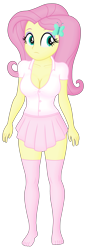 Size: 1890x5400 | Tagged: safe, edit, editor:ah96, imported from derpibooru, fluttershy, human, equestria girls, breast edit, breasts, busty fluttershy, cleavage, clothes, female, looking at you, ms paint, shading, simple background, socks, solo, thigh highs, transparent background