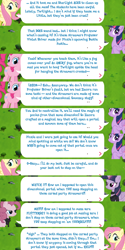 Size: 2048x4096 | Tagged: safe, imported from derpibooru, fluttershy, mean pinkie pie, mean twilight sparkle, pinkie pie, twilight sparkle, alicorn, earth pony, pegasus, clothes, dialogue, dialogue box, english, event, female, folded wings, gameloft, horn, mare, my little pony: generations, my little pony: magic princess, official, scarf, speech bubble, spread wings, text, twilight sparkle (alicorn), wings