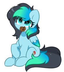 Size: 3400x3872 | Tagged: safe, artist:kittyrosie, imported from derpibooru, oc, oc only, oc:kiru, pony, cookie, food, open mouth, simple background, solo, transparent background