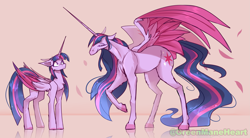 Size: 4345x2400 | Tagged: safe, artist:greenmaneheart, imported from derpibooru, twilight sparkle, alicorn, pony, the last problem, duality, older, older twilight, princess twilight 2.0, self paradox, self ponidox, time paradox, twilight sparkle (alicorn)