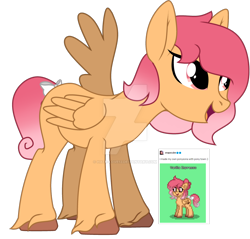 Size: 1280x1226 | Tagged: safe, artist:hate-love12, imported from derpibooru, oc, oc only, oc:vanilla espresso, pegasus, bow, deviantart watermark, female, mare, obtrusive watermark, simple background, solo, tail, tail bow, transparent background, watermark