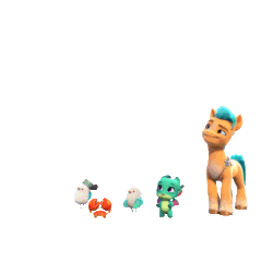 Size: 1080x1080 | Tagged: safe, imported from derpibooru, hitch trailblazer, bird, crab, dragon, earth pony, pony, seagull, animated, g5, gif, kenneth, male, mcsnips-a-lot, my little pony: make your mark, official, simple background, sparky sparkeroni, stallion, text, transparent background