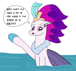 Size: 2159x2025 | Tagged: safe, artist:supahdonarudo, imported from derpibooru, queen novo, seapony (g4), series:novoember, my little pony: the movie, dialogue, female, high res, ocean, sassy, sidemouth, simple background, solo, speech bubble, text, transparent background, water