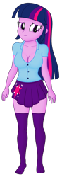 Size: 1890x5400 | Tagged: safe, edit, editor:ah96, imported from derpibooru, twilight sparkle, human, equestria girls, breast edit, breasts, busty twilight sparkle, cleavage, clothes, female, ms paint, shading, simple background, socks, solo, stocking feet, stockings, thigh highs, transparent background