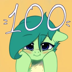 Size: 2067x2067 | Tagged: safe, artist:kaylemi, imported from derpibooru, oc, oc only, oc:kaylemi, earth pony, pony, blushing, earth pony oc, female, simple background, solo