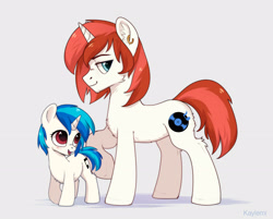 Size: 2567x2067 | Tagged: safe, artist:kaylemi, imported from derpibooru, 33 1-3 lp, dj pon-3, long play, vinyl scratch, pony, unicorn, brother and sister, chest fluff, duo, female, filly, filly vinyl scratch, foal, male, siblings, simple background, younger
