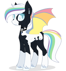 Size: 2508x2712 | Tagged: safe, artist:existencecosmos188, imported from derpibooru, oc, oc only, bat pony, pony, bat pony oc, bat wings, choker, ear piercing, piercing, simple background, smiling, transparent background, wings