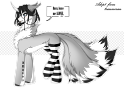 Size: 3508x2480 | Tagged: safe, artist:elberas, imported from derpibooru, oc, oc only, oc:shizuka kitsune, fox, pony, chest fluff, clothes, ear piercing, female, glasses, horn, piercing, socks, solo, striped socks