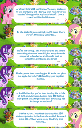 Size: 2048x3208 | Tagged: safe, imported from derpibooru, fluttershy, pinkie pie, starlight glimmer, earth pony, pegasus, pony, unicorn, dialogue, dialogue box, english, event, female, gameloft, mare, official, solo, solo focus, somnambula resident, speech bubble, text