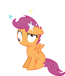 Size: 3000x3465 | Tagged: safe, artist:cloudyglow, imported from derpibooru, scootaloo, pegasus, pony, ponyville confidential, circling stars, dizzy, female, filly, foal, simple background, solo, transparent background, vector