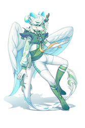 Size: 2000x3000 | Tagged: safe, artist:莫衡, imported from derpibooru, oc, oc:north wind, anthro, kirin, winged kirin, boots, clothes, folded wings, green eyes, kirin oc, male, shoes, shorts, solo, white hair, wings