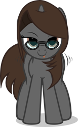 Size: 3817x6185 | Tagged: safe, artist:mrvector, derpibooru exclusive, imported from derpibooru, oc, oc only, oc:sonata, pony, unicorn, :p, absurd resolution, butt shake, cute, female, glasses, imminent pounce, lidded eyes, looking at you, mare, simple background, smug, solo, tongue out, transparent background, turnabout storm, vector