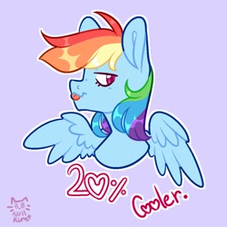 Size: 1000x1000 | Tagged: safe, artist:zerotheillemonati, imported from derpibooru, rainbow dash, pegasus, pony, 20% cooler, :p, blue background, female, simple background, solo, tongue out