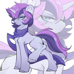 Size: 3500x3500 | Tagged: safe, artist:amo, imported from derpibooru, oc, oc only, oc:crystal eve, pony, unicorn, blank flank, clothes, scarf, solo, underhoof, zoom layer
