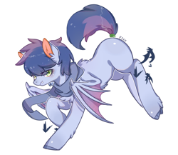 Size: 3450x3000 | Tagged: artist needed, source needed, safe, imported from derpibooru, oc, oc only, oc:crystal eve, bat pony, blank flank, chest fluff, clothes, fluffy, male, scarf, simple background, solo, white background