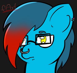 Size: 1370x1304 | Tagged: safe, artist:fireantdraws, imported from derpibooru, oc, oc only, oc:speedflyer, pegasus, pony, bust, ear piercing, earring, glasses, jewelry, male, nose piercing, nose ring, piercing, simple background, solo