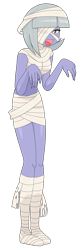 Size: 1396x4275 | Tagged: safe, artist:batipin, imported from derpibooru, limestone pie, human, equestria girls, belly button, breasts, clothes, costume, cute, equestria girls-ified, female, halloween, halloween costume, holiday, limabetes, midriff, mummy, open mouth, simple background, solo, stocking feet, transparent background