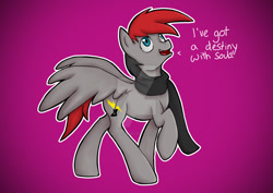 Size: 1024x725 | Tagged: safe, artist:sketchypon3, imported from derpibooru, oc, oc only, pegasus, pony, clothes, deviantart watermark, male, obtrusive watermark, scarf, solo, stallion, watermark