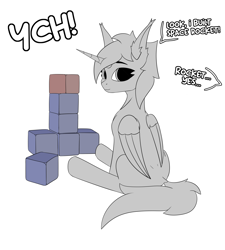 Size: 3600x4000 | Tagged: safe, artist:kainy, imported from derpibooru, alicorn, pony, blocks, commission, dialogue, phallic symbol, sitting, your character here