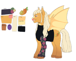 Size: 2222x1789 | Tagged: safe, artist:frostbitt3n, imported from derpibooru, oc, oc only, oc:mango scoops, bat pony, pony, bat pony oc, clothes, fangs, female, freckles, grin, mare, markings, reference sheet, simple background, sleeveless, sleeveless sweater, sleeveless turtleneck, smiling, solo, sweater, tattoo, transparent background, unshorn fetlocks