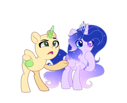 Size: 3663x2970 | Tagged: safe, artist:existencecosmos188, imported from derpibooru, oc, oc only, oc:existence, alicorn, pony, alicorn oc, base used, duo, ethereal mane, heterochromia, horn, jewelry, raised hoof, simple background, starry mane, thinking, tiara, transparent background, wings