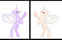 Size: 1976x1296 | Tagged: safe, artist:existencecosmos188, imported from derpibooru, oc, oc only, alicorn, pony, alicorn oc, bald, base, duo, eyes closed, female, horn, mare, rearing, simple background, transparent background, wings