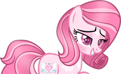 Size: 798x487 | Tagged: safe, artist:tanahgrogot, imported from derpibooru, oc, oc only, oc:annisa trihapsari, earth pony, pony, bedroom eyes, blushing, earth pony oc, female, gritted teeth, heart, heart eyes, mare, medibang paint, redesign, simple background, solo, teeth, transparent background, wingding eyes