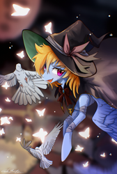 Size: 1765x2631 | Tagged: safe, artist:gale spark, imported from derpibooru, oc, oc only, oc:gale spark, bird, pegasus, pony, clothes, hat, solo, witch hat