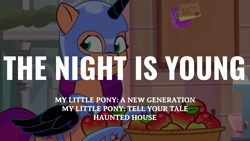 Size: 1920x1080 | Tagged: safe, edit, edited screencap, editor:quoterific, imported from derpibooru, screencap, nightmare moon, sunny starscout, earth pony, pony, spoiler:g5, spoiler:my little pony: tell your tale, spoiler:tyts01e31, clothes, cosplay, costume, g5, haunted house (episode), my little pony: tell your tale, nightmare moon armor, nightmare night costume, nightmare sunny