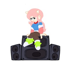 Size: 2881x2896 | Tagged: artist needed, source needed, safe, imported from derpibooru, fluttershy, equestria girls, crossed legs, friday night funkin', solo, speaker