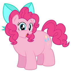 Size: 2944x2970 | Tagged: artist needed, safe, pinkie pie, earth pony, pony, /mlp/, 4chan, bow, cute, diapinkes, fat, hair bow, pudgy pie, show accurate, simple background, smiling, solo, transparent background