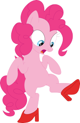 Size: 2316x3563 | Tagged: safe, artist:porygon2z, imported from derpibooru, pinkie pie, earth pony, pony, bipedal, high heels, looking down, open mouth, shoes, shoes only, simple background, solo, transparent background