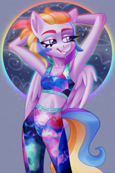 Size: 2375x3572 | Tagged: safe, artist:irinamar, imported from derpibooru, oc, oc only, anthro, pegasus, clothes, midriff, smiling, solo, tanktop