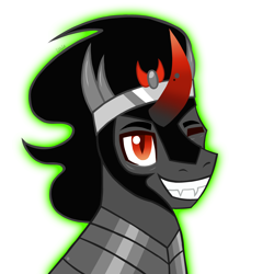 Size: 3650x3650 | Tagged: safe, artist:chubbehbunneh16, imported from derpibooru, king sombra, pony, unicorn, fangs, one eye closed, simple background, solo, the crystal empire 10th anniversary, white background, wink