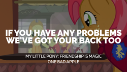 Size: 1920x1080 | Tagged: safe, edit, edited screencap, editor:quoterific, imported from derpibooru, screencap, apple bloom, applejack, babs seed, scootaloo, sweetie belle, one bad apple, cutie mark crusaders