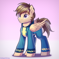 Size: 2000x2000 | Tagged: safe, artist:adagiostring, imported from derpibooru, oc, oc only, pegasus, wonderbolts academy, clothes, commission, commission open, full body, male, pegasus oc, simple background, solo, stallion, standing, uniform, wonderbolts, wonderbolts uniform