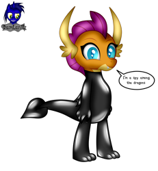 Size: 3840x4154 | Tagged: safe, alternate version, artist:damlanil, imported from derpibooru, smolder, dragon, bodysuit, catsuit, clothes, comic, cute, dragon wings, dragoness, eyelashes, female, happy, horns, latex, latex suit, looking at you, rubber, shiny, show accurate, simple background, smiling, smolderbetes, solo, speech bubble, spy, spy suit, standing, suit, text, transparent background, vector, wings