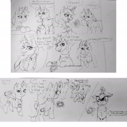 Size: 1920x1920 | Tagged: safe, artist:dankpegasista, imported from derpibooru, pipsqueak, oc, oc:velvet remedy, pony, unicorn, fallout equestria, comic, dialogue, duo, duo female, fanfic art, female, funny, magic, photo, pipbuck, pipi, pipsqueak (female), rule 63, telekinesis, terrified