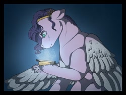 Size: 512x384 | Tagged: safe, artist:binibean, imported from derpibooru, pipp petals, pegasus, pony, cellphone, crying, female, g5, jewelry, mare, phone, sad, solo, tiara